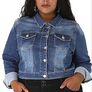 NWT 3X Women's Plus Size Cropped Denim Jacket